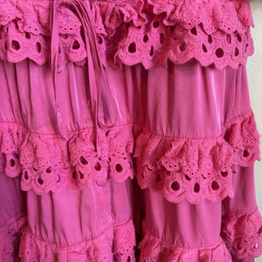 Pink Ruffled Tiered Mini Dress - Picture 6 of 12